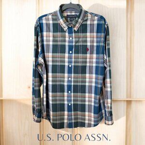U.S. Polo Assn. Long Sleeve Plaid Cotton Dress Button Down Shirt